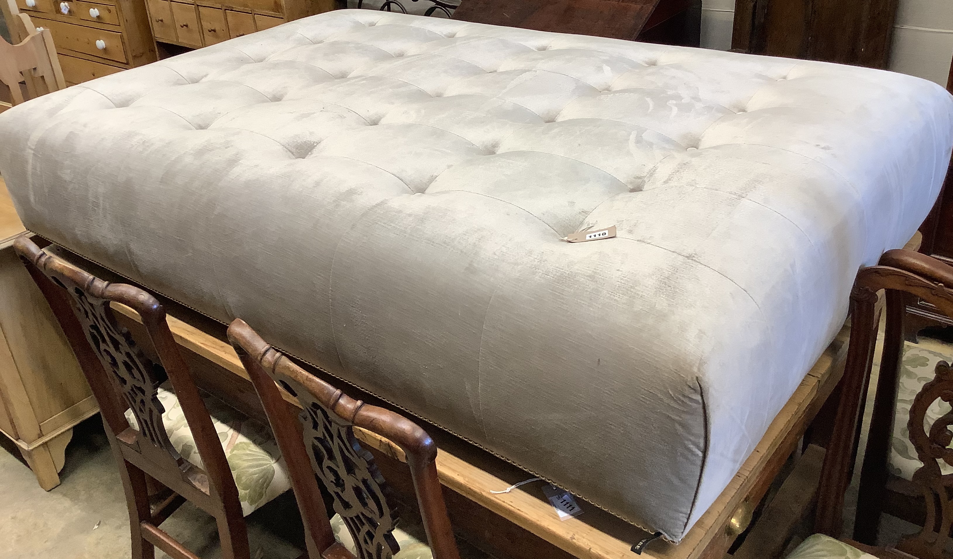 A designer Latorre Furniture large rectangular upholstered footstool, length 175cm, depth 110cm, height 35cm